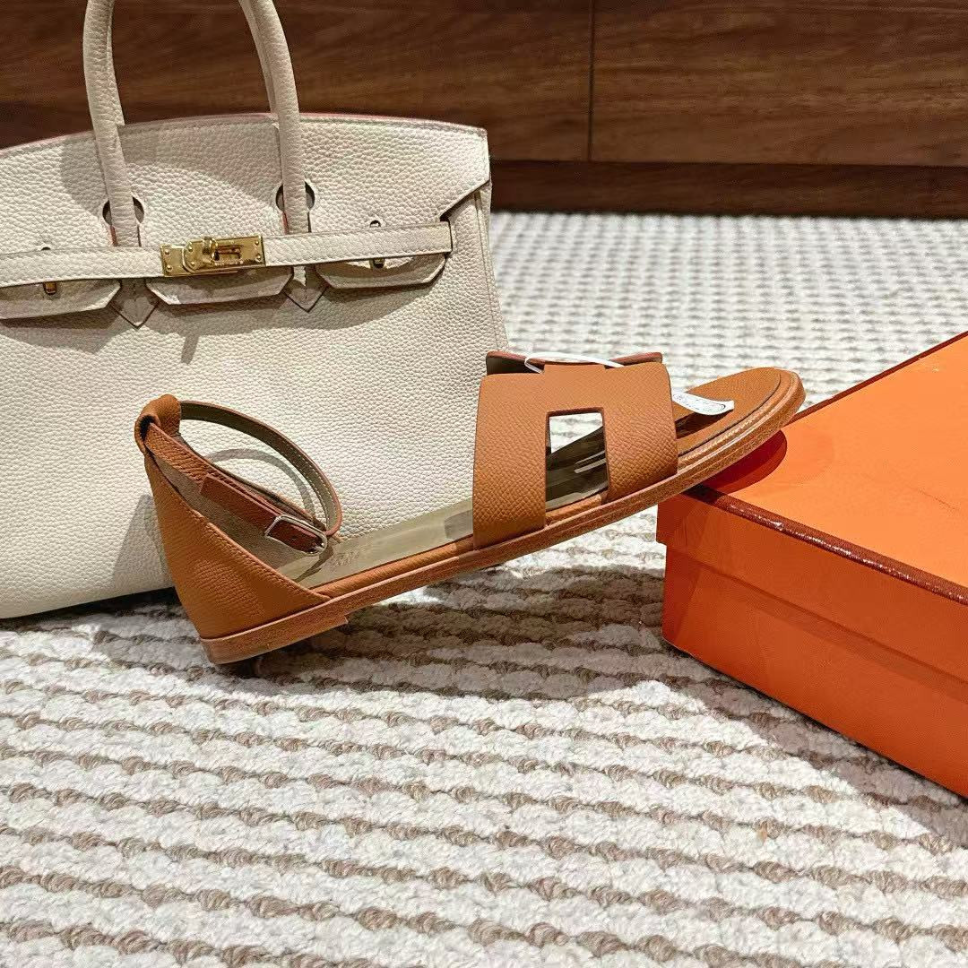 ua H**mes santorini leather sandals