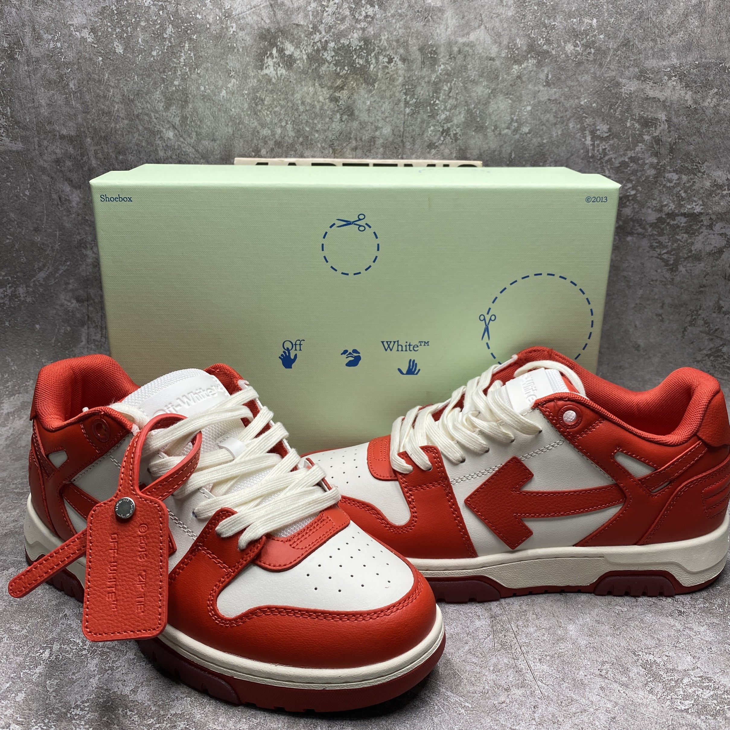 OFF-WHITE Out Of Office OOO Low Tops Red