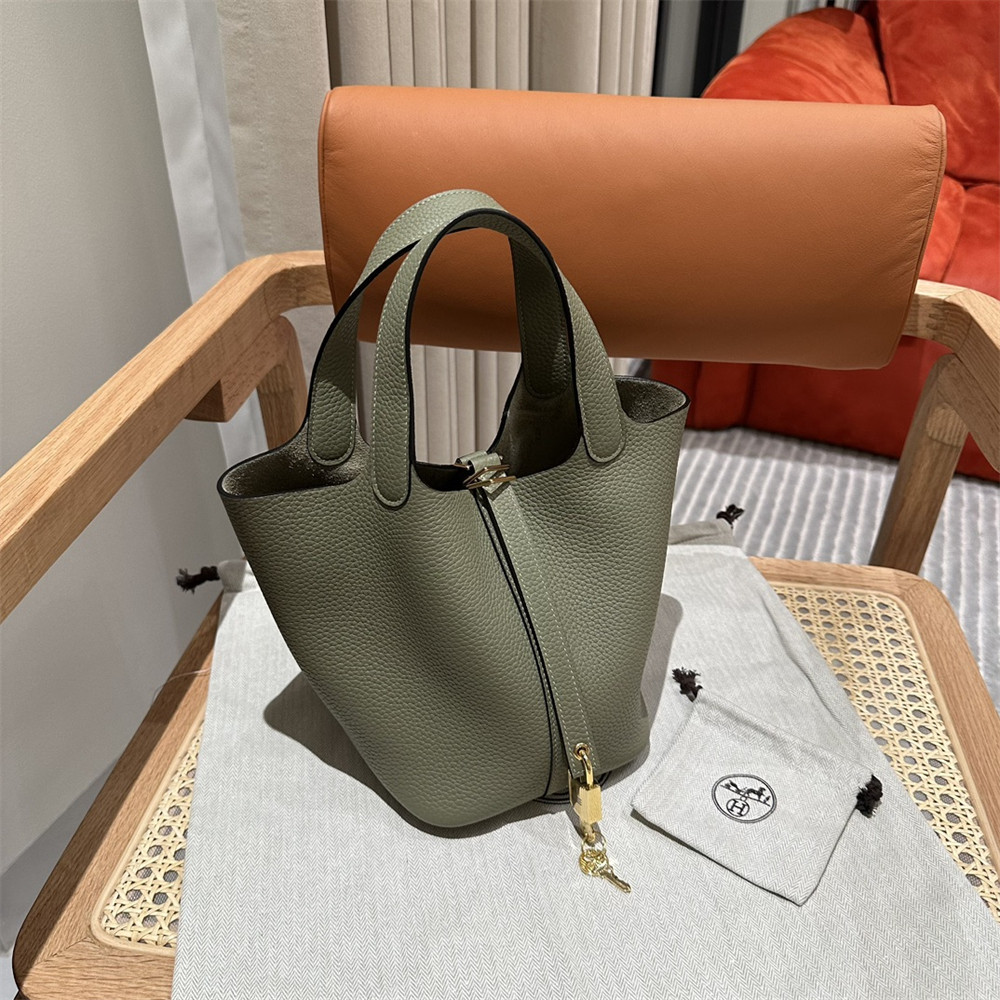 H**mes picotin 18cm  sage greensage green without original box