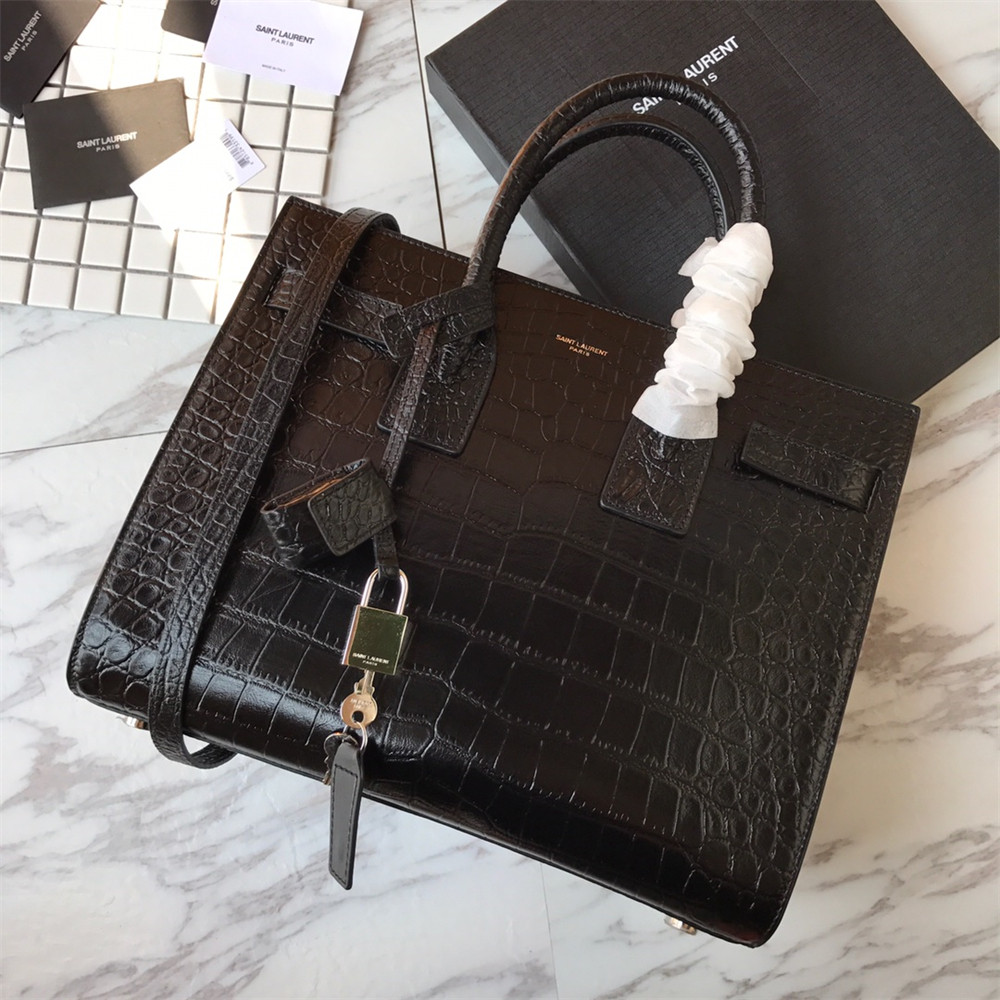 Y*L sac de jour small in matte crocodile embossed leather