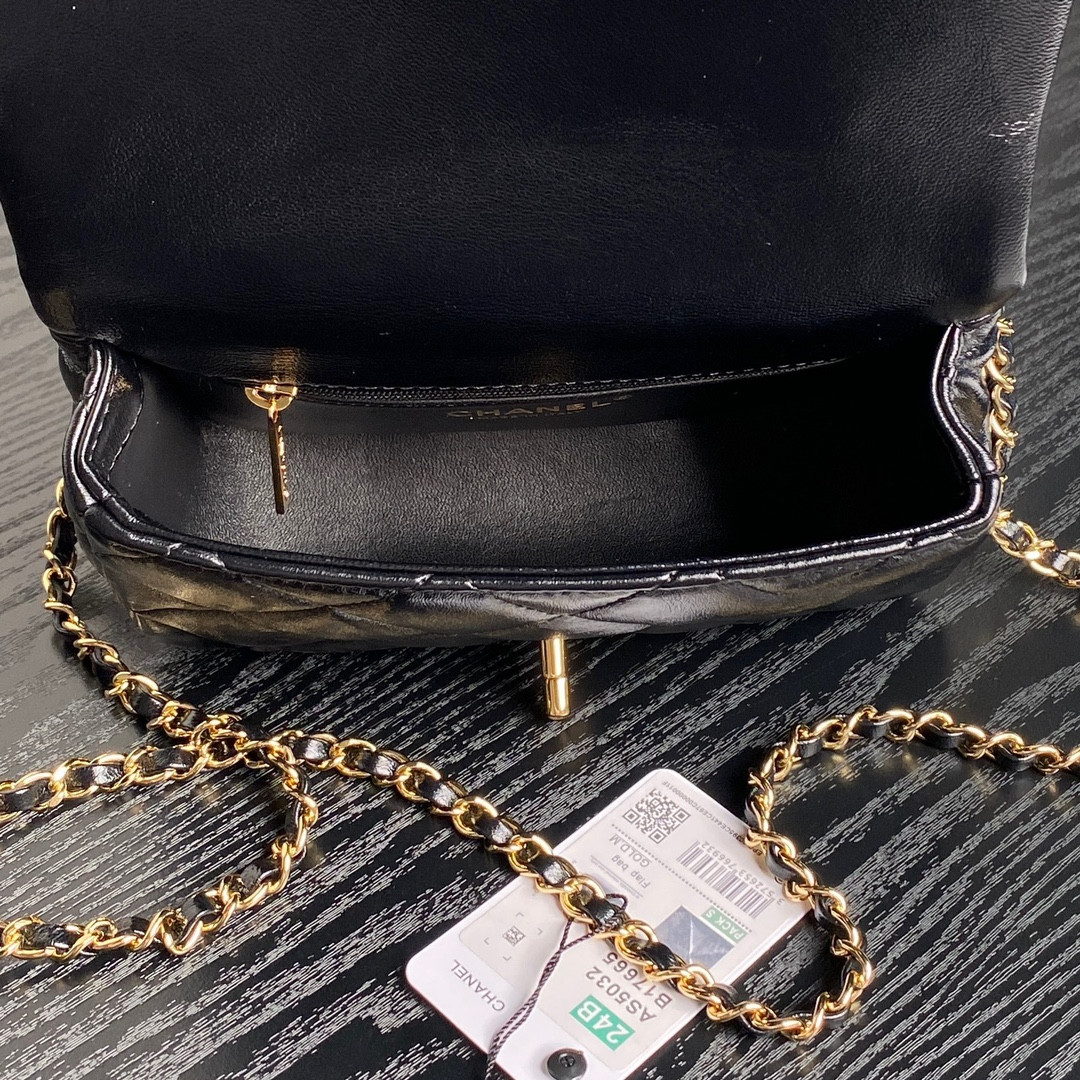 Ch*el mini flap bag with top handle 14×19×8.5cm